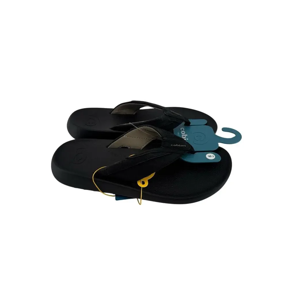 Cobian DRT Salt & Light Flip Flop Sandals Black Leather Men's Size 9